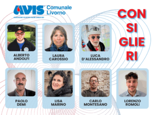 Organigramma dei consiglieri (in ordine alfabetico) del direttivo Avis Livorno 2025